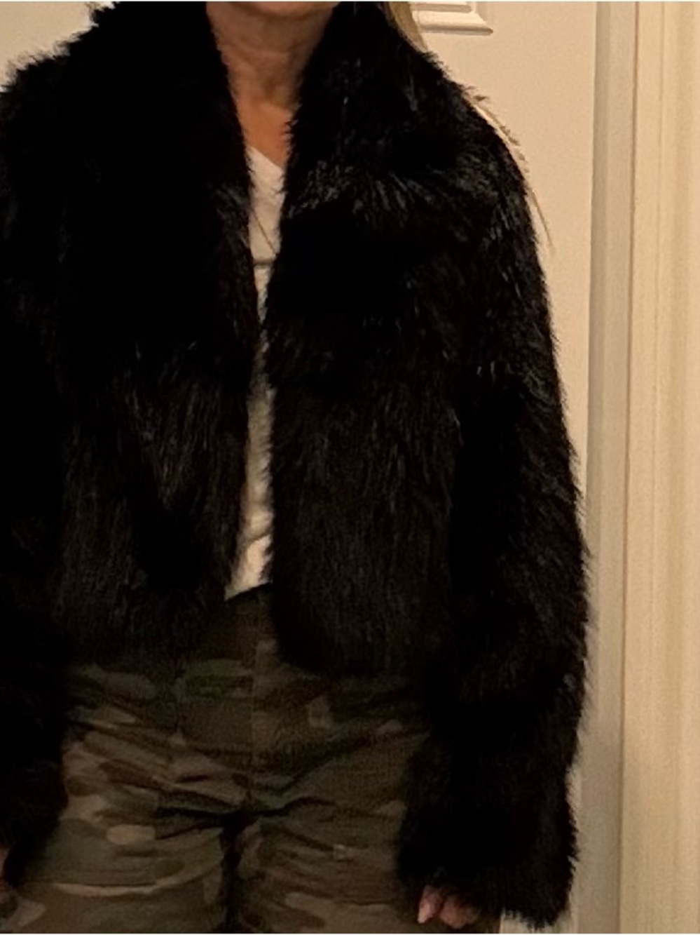 Forever 21 Black Faux Fur Bomber Jacket